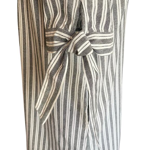 J Gee Gray White Striped Short Sleeve Shirt Dress LARGE Coastal Preppy Travel - Picture 6 of 9